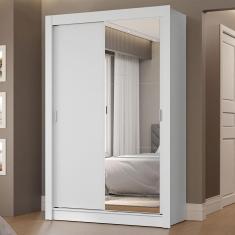 Guarda Roupa Solteiro Vivare 2 Portas de Correr 2 Gavetas MDP com Espelho Branco Madesa