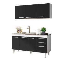 Armário Aéreo Parma e Balcão Gabinete com Pia Inox