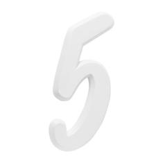 Número Residencial Para Casa 5 Branco 3D 22cm - Metalcromo