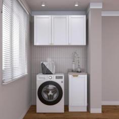 Lavanderia Modulada 2 Peças 1 Armário Aéreo 3 Portas 1 Balcão Cabecasa Madeiramadeira Branco