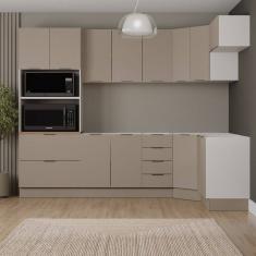 Cozinha Modulada 7 Peças sem Tampo com Rodapé Ipanema Cabecasa Madeiramadeira Cinza Trama