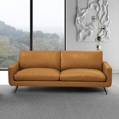 Sofá Decorativo 2 Lugares Paloma 183cm Sala de Estar Pés em Aço Couro 