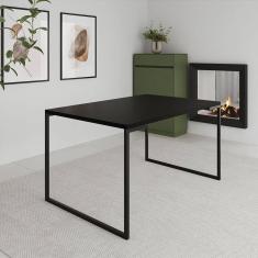 Mesa Industrial Jantar 137x90cm Aço E Madeira Preta Manchester Preto