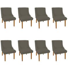 Kit 8 Cadeiras de Jantar Suede Pés Palito Marrom Rato - D'ROSSI