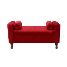 Recamier Bau Rico 160x Cama Queen Size Suede Vermelho - Majú Decor