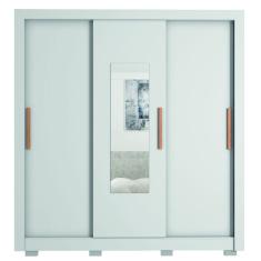 Guarda Roupas Casal com Espelho 3 Portas de Correr 2 Gavetas Paris Caemmun