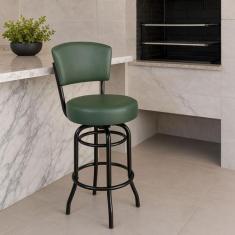 Banqueta Alta Bar Giratória com Encosto cor Preta Assento grosso Confo