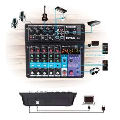 Mesa De Som 6 Canais Mixer Áudio Usb Smart Profissional A6 Conjunto In