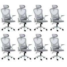 Kit 8 Cadeiras para Escritório Presidente Office Columbus com Tela Mesh Branco/Cinza