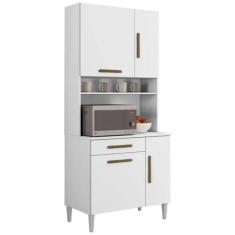 Armário De Cozinha Bahia 4 Portas 1 Gaveta Branco Kaiki Móveis