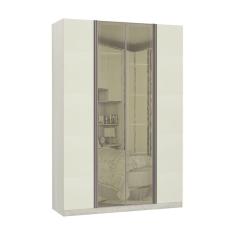 Guarda-Roupa Solteiro Luciane 4 Portas 3 Gavetas Prime Plus Alumínio com Vidro Reflecta