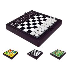  jogo tabuleiro 4 em 1 dama xadrez cobras escada magnetico portatil pa