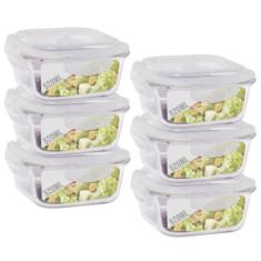 Conjunto 6 Potes de Vidro 520ml Hermético 4 Travas Marmita - QUALITY H