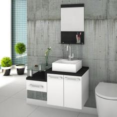 Gabinete para Banheiro 2 Portas 1 Gaveta com Cuba Q35 e Espelheira Leg