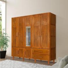 Guarda-roupa Imperatriz 5 Portas Castanho com Espelho - Atraente Móvei