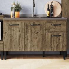 Balcão de Cozinha para Pia 3 Portas 1 Gaveta Itauba - Irm Móveis, Marr