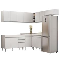 Armário De Cozinha Modulado De Canto 7 Peças Cp19 Balcão Sem Tampo Branco