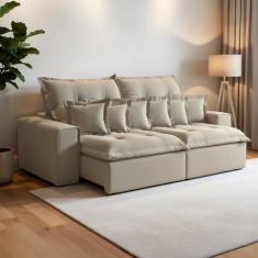 Sofá Retrátil e Reclinável 250cm com Almofadas Dubai - Martins Estofad