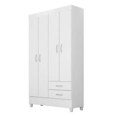 Guarda Roupa Solteiro Astro 4 Portas e 2 Gavetas Flex Branco - Demóbil