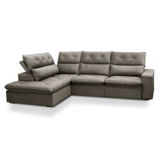 Sofá 4 Lugares Retrátil e Reclinável com Chaise Esquerdo Noruega Veludo Castor