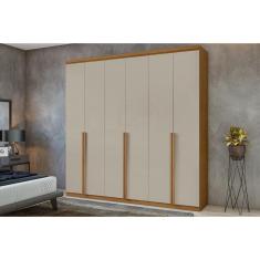 Guarda Roupa Casal 6 Portas e 4 Gavetas Alonzo New Amêndoa/Off White - Lopas