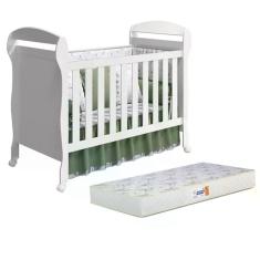 Berço Mini Cama Danny com Colchão D18 de 10cm Bege - Reller Móveis Branco Brilho