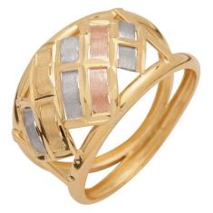 Anel Ouro Tricolor 18k Feminino Interlacciato - Meu Anel, 12