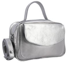 Bolsa de Couro Baú Carol Metalizada
