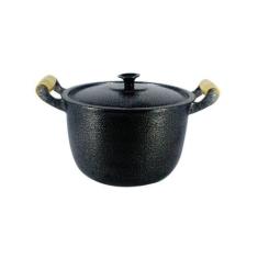 Caldeirão Alumínio Fundido Craqueado Alça De Madeira 32cm - DIVIFORTE,