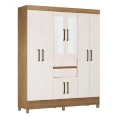 Guarda Roupa Casal Munique Amêndola Off White Com Espelho – Demóbile