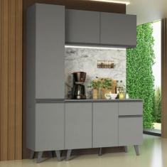 Armário De Cozinha Completa 160cm Cinza Nice Madesa 01 Cinza