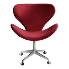 Poltrona Decorativa Isis Swan Cadeira Giratória com Rodinhas Escritório Home Office