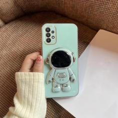 Para A 52s 53 Capa de revestimento de suporte de astronauta para Samsung Galaxy A52 A32 A53 A13 A23 A72 A12 A33 A73 4g 5g Capa de suporte de silicone, verde, para A12 (4G 5G)