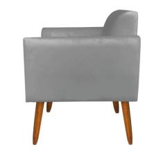 Poltrona Marisa Suede Grafite Pés Palito Castanho Drossi - D'ROSSI