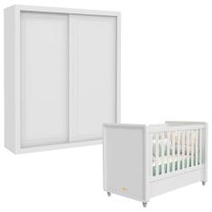 Berço Americano e Guarda Roupa 2 Portas Tutto New Branco Acetinado - Matic
