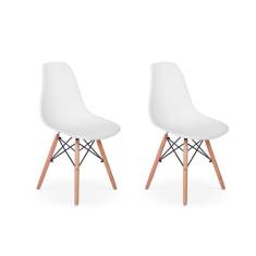 Conjunto 2 Cadeiras Charles Eames Eiffel Wood Base Madeira - Branca -