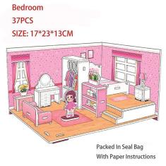 Crianças 3d papel quebra-cabeças quarto crianças brinquedos diy casa jogar furn