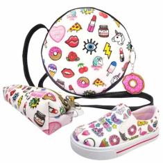Kit Infantil Bolsa, Tênis e Estojo Stickers Redonda, Magicc Kids, 24