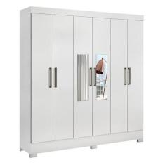 Guarda Roupa Casal Prático 6 Portas Branco com Espelho - Demóbile, Bra