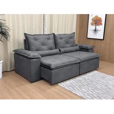 Sofá Retrátil Reclinável 2,00 m Cinza 202 Athenas - MASTER