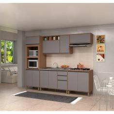 Armário De Cozinha Compacta 5 Peças Vanilla Com Cinza Puro