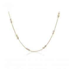 Colar Com Corrente De Mini Pérolas Folheado Em Ouro 18k