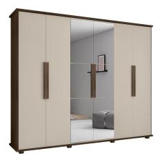 Guarda Roupa Com Espelho 6 Portas Bolzano Freijó Off White