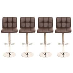 Kit 4 Banqueta Giratórias Gomos Branca - Cadeiras INC, Marrom