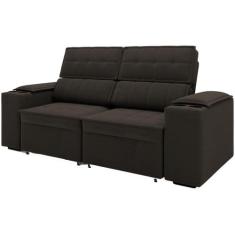 Sofá Retrátil Reclinável 3 Lugares Veludo Joly Cancún Gralha Azul Esto