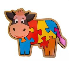 Quebra Cabeça Infantil Vaca 2,5Mm Mdf 9 Peças 23,5X17 Cm - Cia Laser