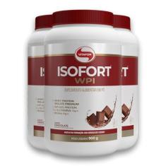 Kit 3 Isofort Vitafor Whey Protein 900g Chocolate