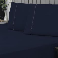 Jogo de Cama Queen Percal 400 Fios Ponto Palito 03 Peças, Antiácaro, A