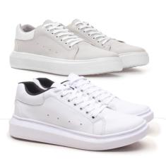 Kit 2 Tenis Casual Masculino Sola Alta Flat Plataforma Facil Calce Con