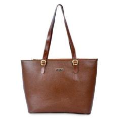 Bolsa Sacola Tote Shopper Feminina Com Zíper e Bolso Interno Alça Fixa Ajustavel-Feminino